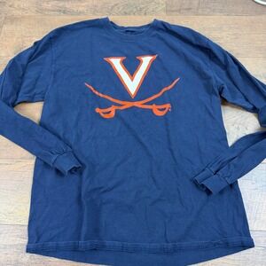 University of‎ Virginia UVA Cavaliers Long Sleeve T-Shirt Navy Blue Sabres Logo